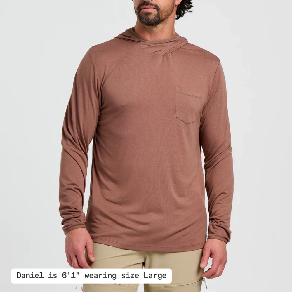 Free Fly Men’s Nutmeg Bamboo Lightweight Hoodie Size Large